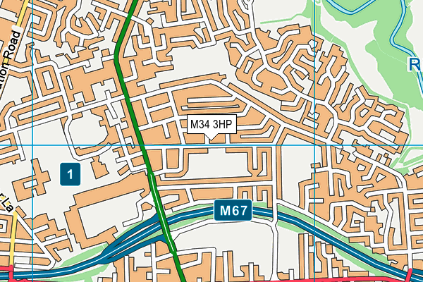 M34 3HP map - OS VectorMap District (Ordnance Survey)