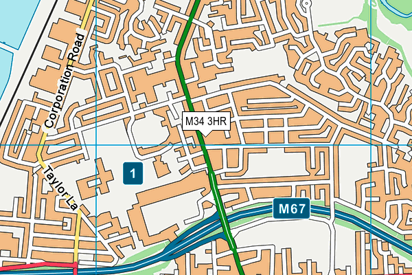 M34 3HR map - OS VectorMap District (Ordnance Survey)