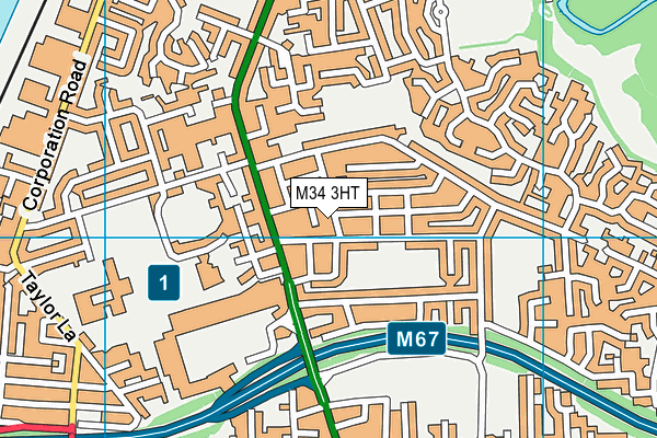 M34 3HT map - OS VectorMap District (Ordnance Survey)