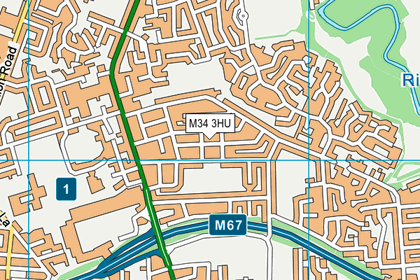 M34 3HU map - OS VectorMap District (Ordnance Survey)