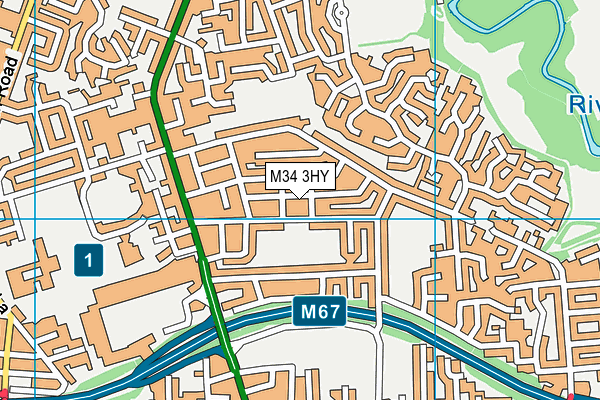 M34 3HY map - OS VectorMap District (Ordnance Survey)