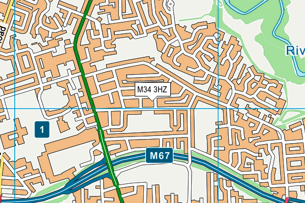 M34 3HZ map - OS VectorMap District (Ordnance Survey)