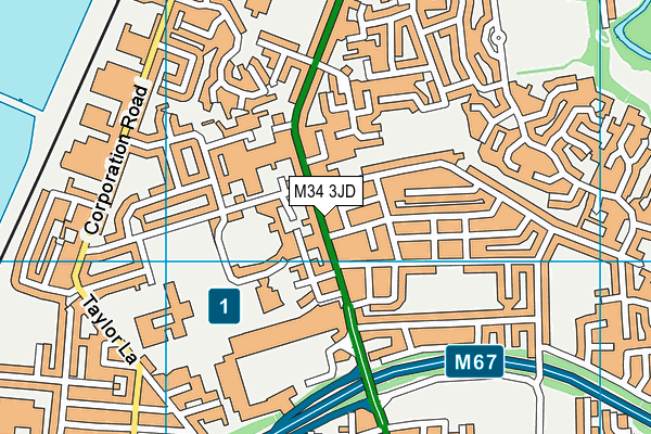 M34 3JD map - OS VectorMap District (Ordnance Survey)