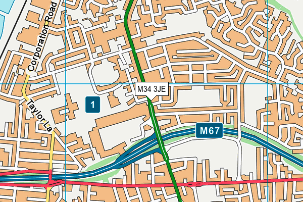 M34 3JE map - OS VectorMap District (Ordnance Survey)