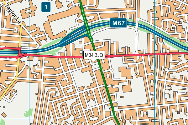 M34 3JQ map - OS VectorMap District (Ordnance Survey)