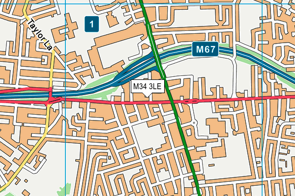 M34 3LE map - OS VectorMap District (Ordnance Survey)