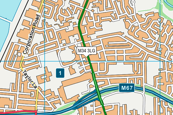 M34 3LG map - OS VectorMap District (Ordnance Survey)