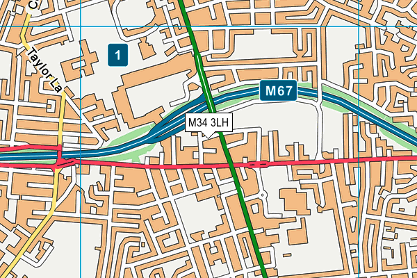 M34 3LH map - OS VectorMap District (Ordnance Survey)