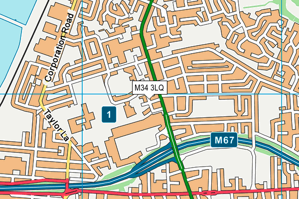 Russell Scott Primary School map (M34 3LQ) - OS VectorMap District (Ordnance Survey)