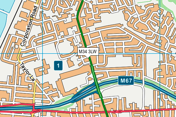 M34 3LW map - OS VectorMap District (Ordnance Survey)