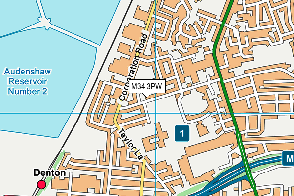 Denton Cricket Club map (M34 3PW) - OS VectorMap District (Ordnance Survey)