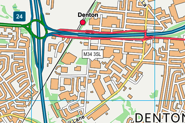 Puregym (Denton) map (M34 3SL) - OS VectorMap District (Ordnance Survey)