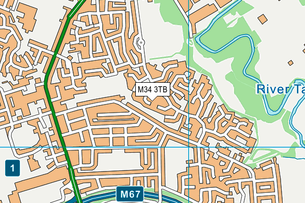 M34 3TB map - OS VectorMap District (Ordnance Survey)