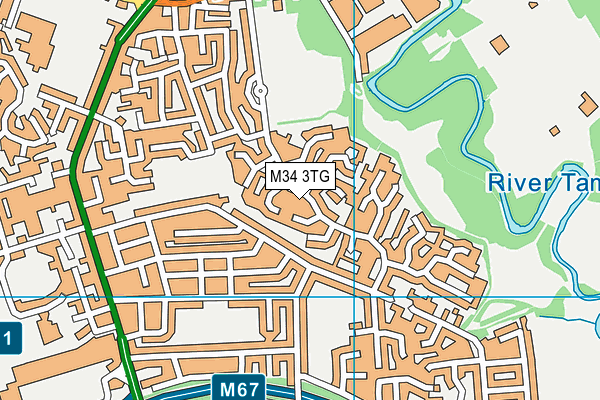 M34 3TG map - OS VectorMap District (Ordnance Survey)