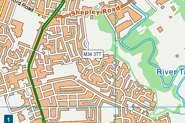 M34 3TT map - OS VectorMap District (Ordnance Survey)