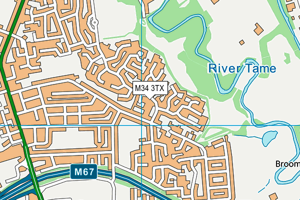 M34 3TX map - OS VectorMap District (Ordnance Survey)