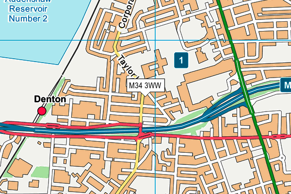 M34 3WW map - OS VectorMap District (Ordnance Survey)