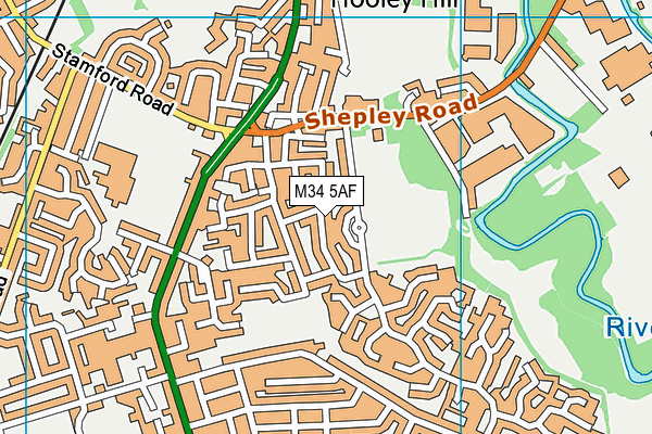 M34 5AF map - OS VectorMap District (Ordnance Survey)