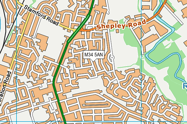 M34 5AN map - OS VectorMap District (Ordnance Survey)