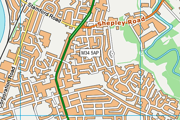 M34 5AP map - OS VectorMap District (Ordnance Survey)