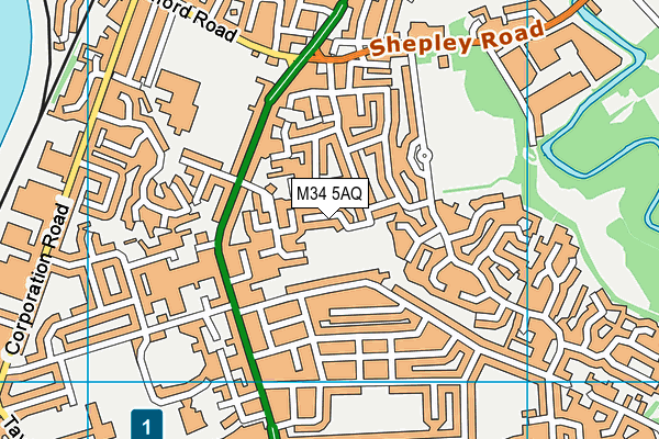 M34 5AQ map - OS VectorMap District (Ordnance Survey)