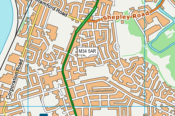 M34 5AR map - OS VectorMap District (Ordnance Survey)