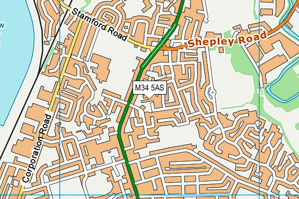 M34 5AS map - OS VectorMap District (Ordnance Survey)