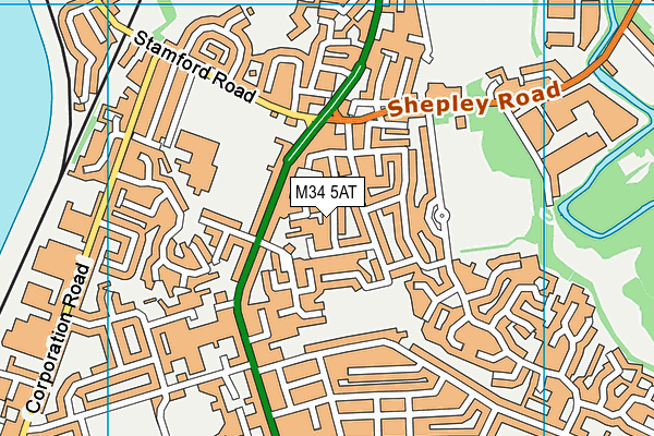 M34 5AT map - OS VectorMap District (Ordnance Survey)