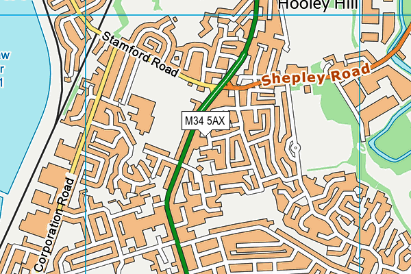 M34 5AX map - OS VectorMap District (Ordnance Survey)