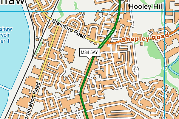 M34 5AY map - OS VectorMap District (Ordnance Survey)