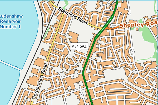 M34 5AZ map - OS VectorMap District (Ordnance Survey)