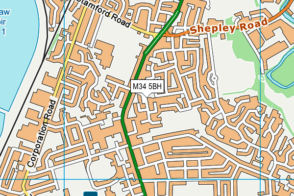 M34 5BH map - OS VectorMap District (Ordnance Survey)
