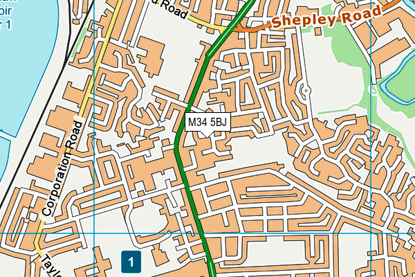 M34 5BJ map - OS VectorMap District (Ordnance Survey)