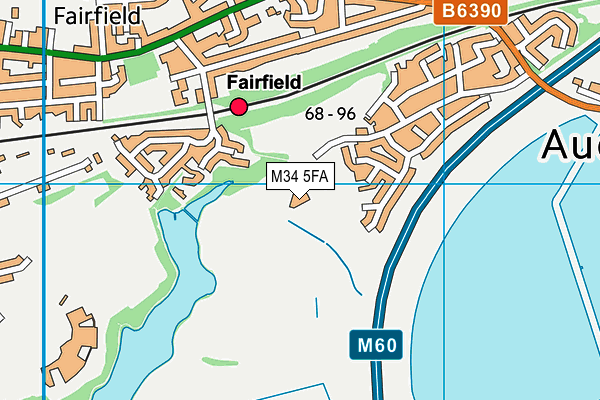 Fairfield Golf And Sailing Club map (M34 5FA) - OS VectorMap District (Ordnance Survey)