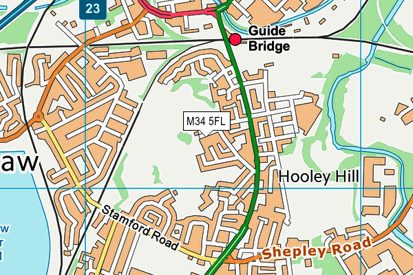 M34 5FL map - OS VectorMap District (Ordnance Survey)