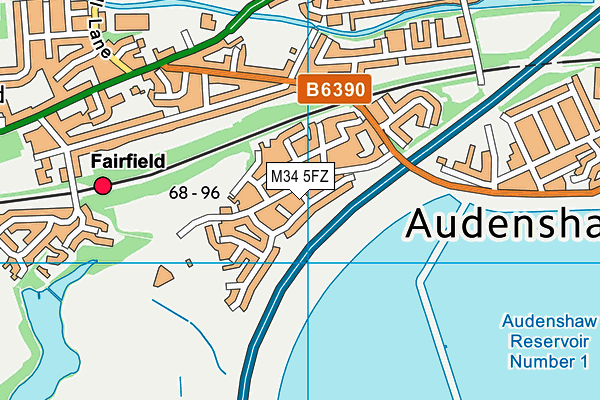 M34 5FZ map - OS VectorMap District (Ordnance Survey)