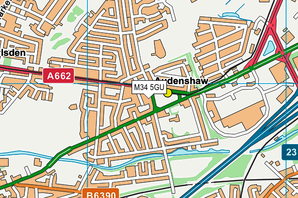 M34 5GU map - OS VectorMap District (Ordnance Survey)