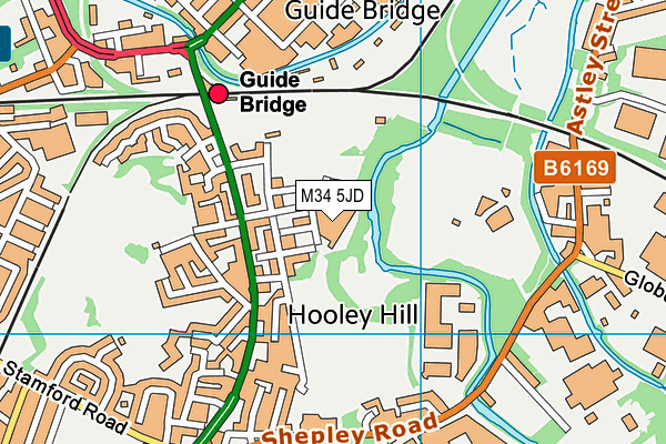 M34 5JD map - OS VectorMap District (Ordnance Survey)