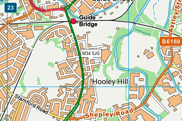 M34 5JG map - OS VectorMap District (Ordnance Survey)