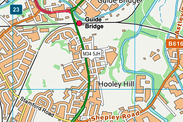 M34 5JH map - OS VectorMap District (Ordnance Survey)