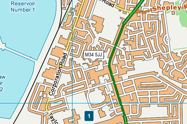 M34 5JJ map - OS VectorMap District (Ordnance Survey)