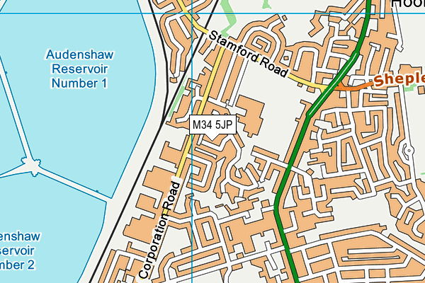 M34 5JP map - OS VectorMap District (Ordnance Survey)