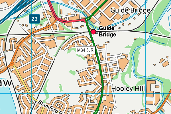 M34 5JR map - OS VectorMap District (Ordnance Survey)