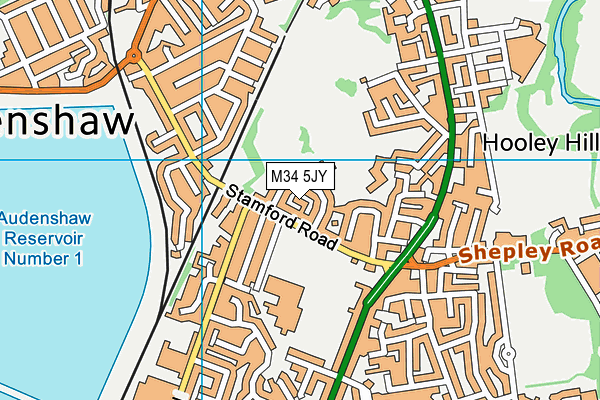 M34 5JY map - OS VectorMap District (Ordnance Survey)