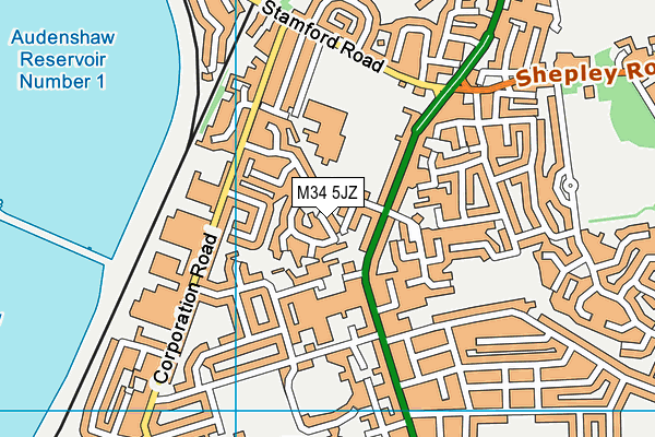 M34 5JZ map - OS VectorMap District (Ordnance Survey)