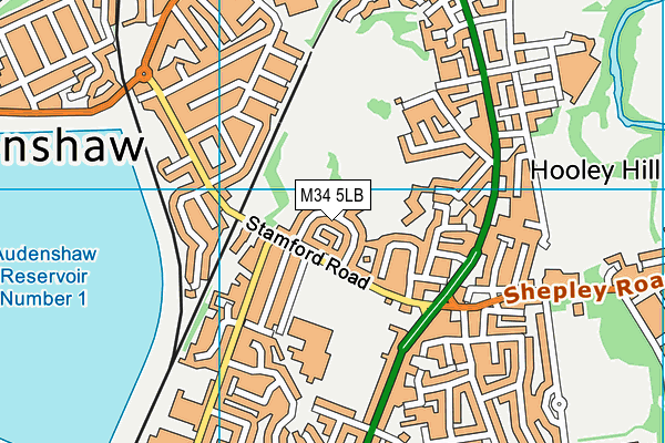 M34 5LB map - OS VectorMap District (Ordnance Survey)