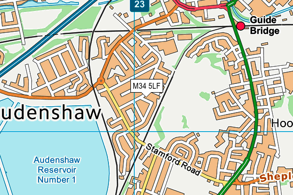 M34 5LF map - OS VectorMap District (Ordnance Survey)