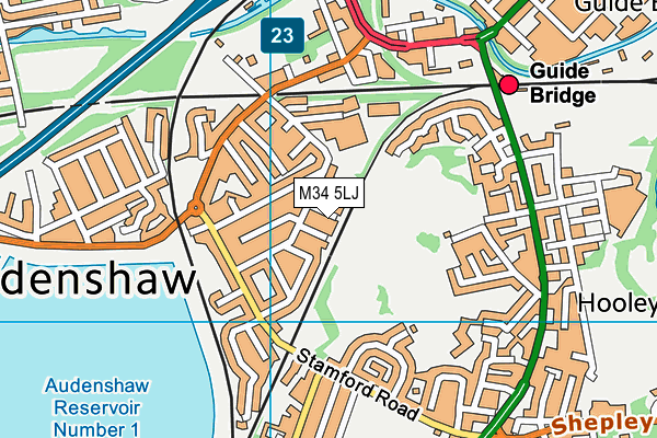 M34 5LJ map - OS VectorMap District (Ordnance Survey)