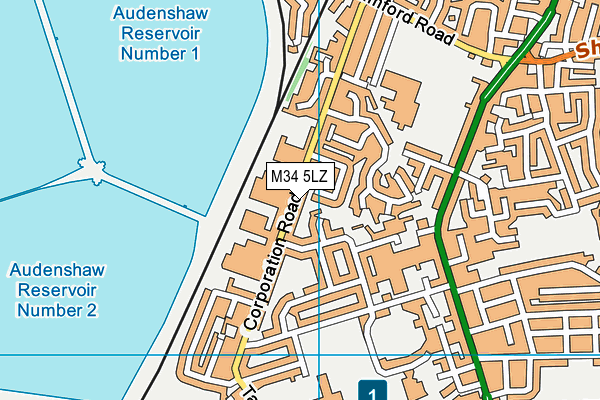 M34 5LZ map - OS VectorMap District (Ordnance Survey)