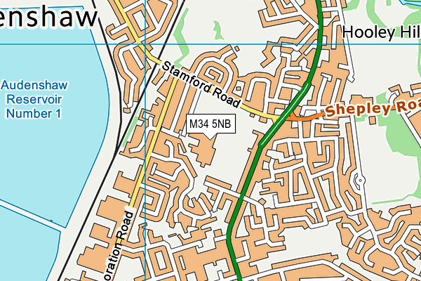 Audenshaw School map (M34 5NB) - OS VectorMap District (Ordnance Survey)